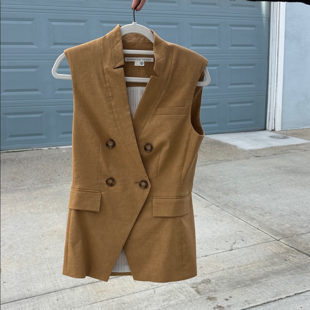 Veronica Beard Camel Double-Breasted Vest